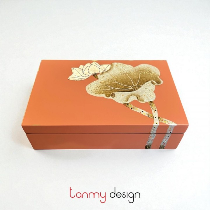 Hộp sơn mài chữ nhật vẽ sen 11*17*H5cm ( các mẫu )